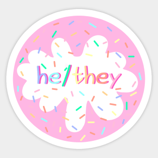 Birthday Cake He/They Pronoun Pin Sticker